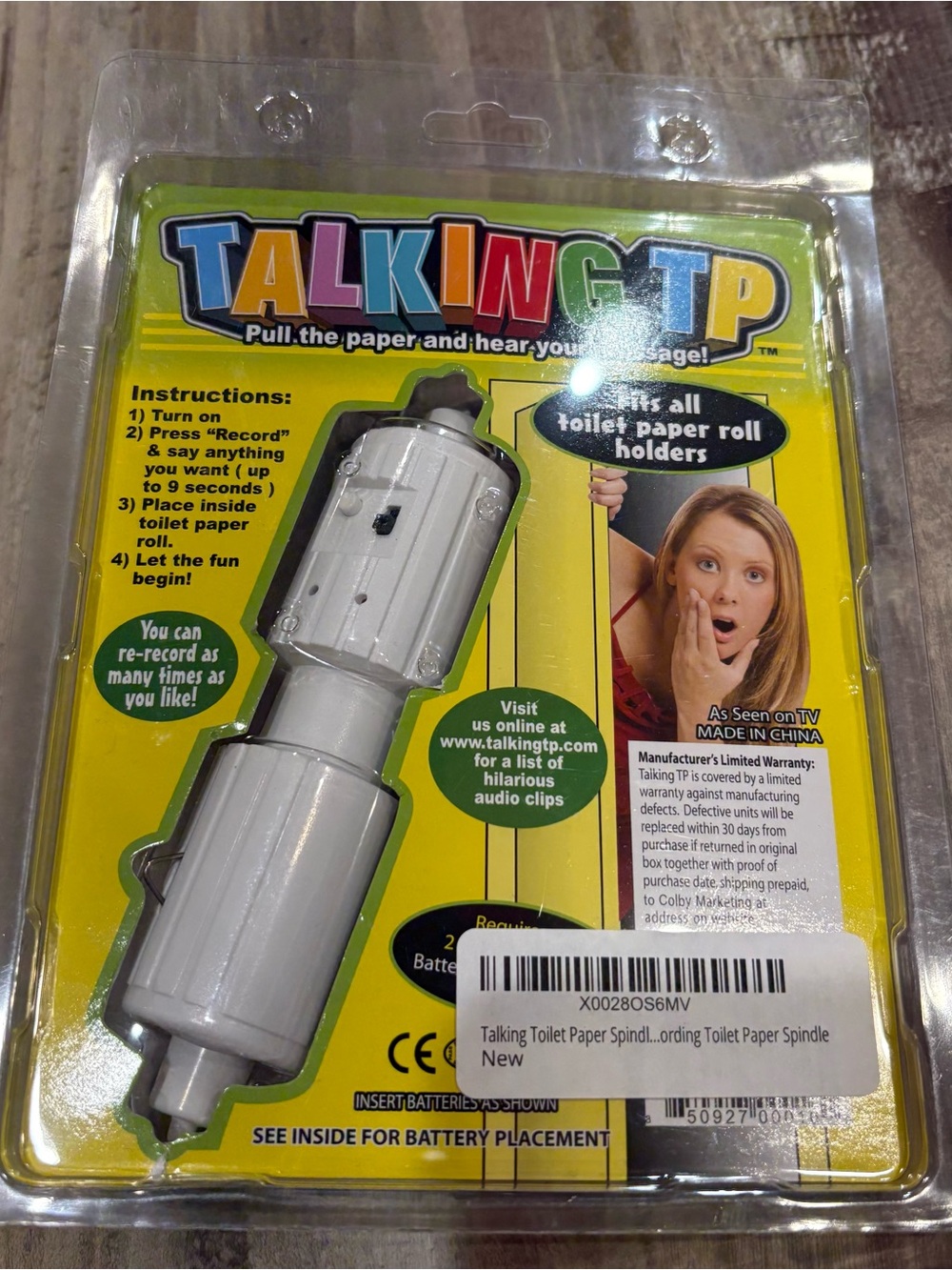 Talking Toilet Paper TP Spindle RECORDABLE Pull Paper Hear Your Message Funny